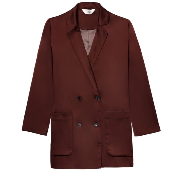 Sleeping With Jacques Silk Lenny Blazer Size Small NWT Chocolate Brown - Picture 2 of 6